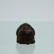 Ours Repose by Marc Lalique A sweet mid 20th Century frosted glass study of a resting bear, exhibiting excellent hand finished surface detail and rich deep amber colour