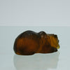 Ours Repose by Marc Lalique A sweet mid 20th Century frosted glass study of a resting bear, exhibiting excellent hand finished surface detail and rich deep amber colour