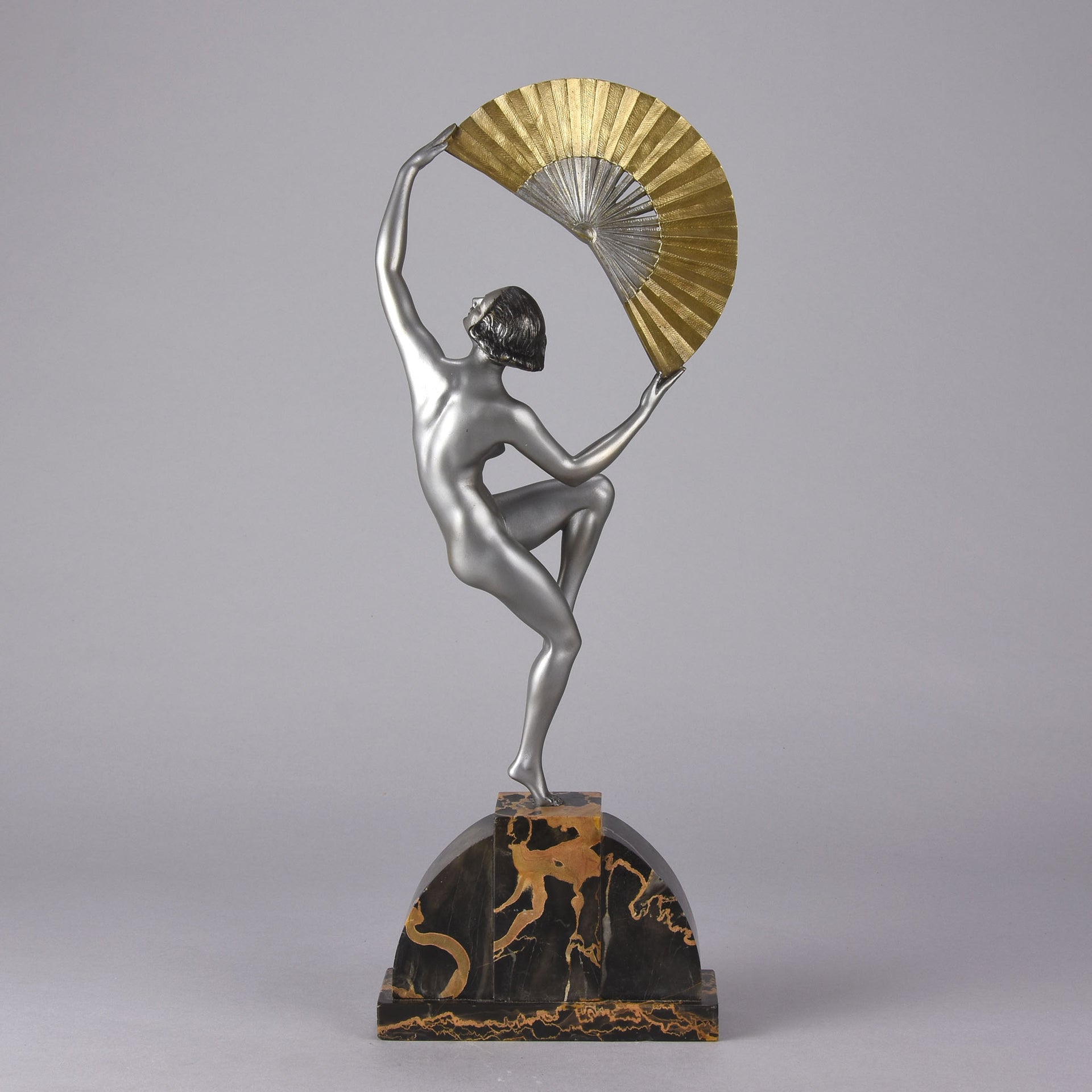 Marcel Bouraine - Art Deco Bronze Dancer - Fan Dancer - Hickmet Fine Arts
