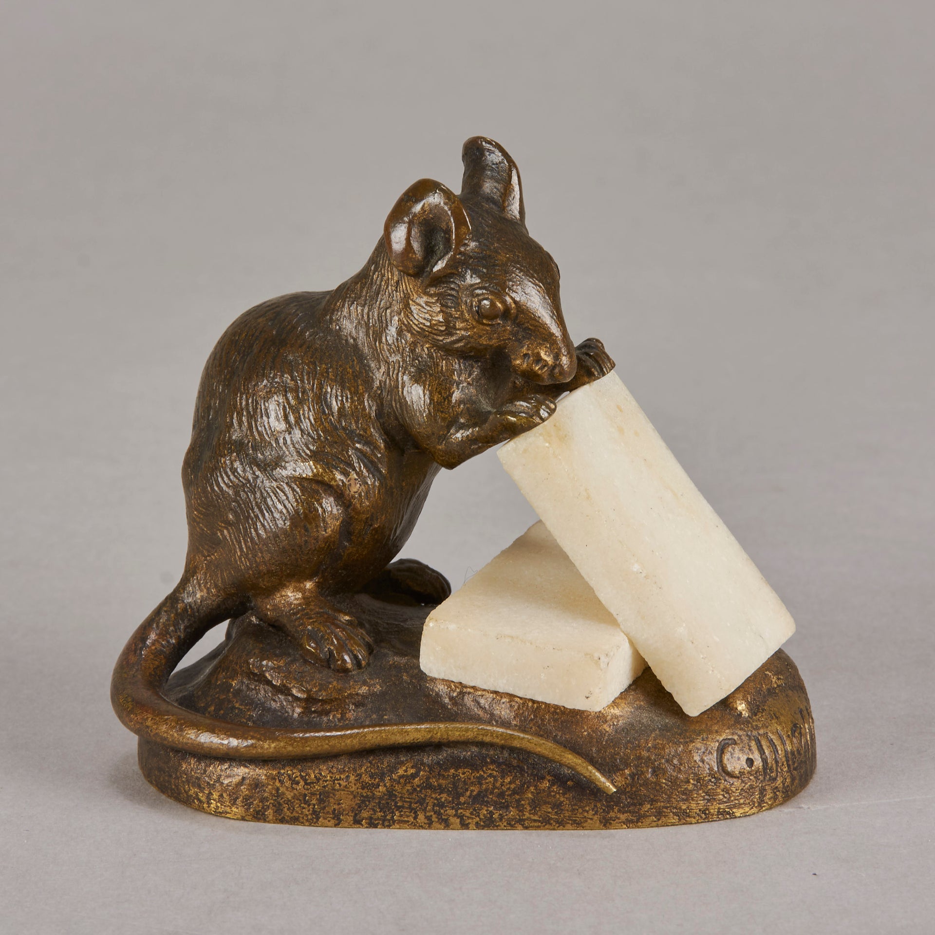 Masson bronze mouse and cheese - Animaliers - Antique Bronze - Hickmet Fine Arts