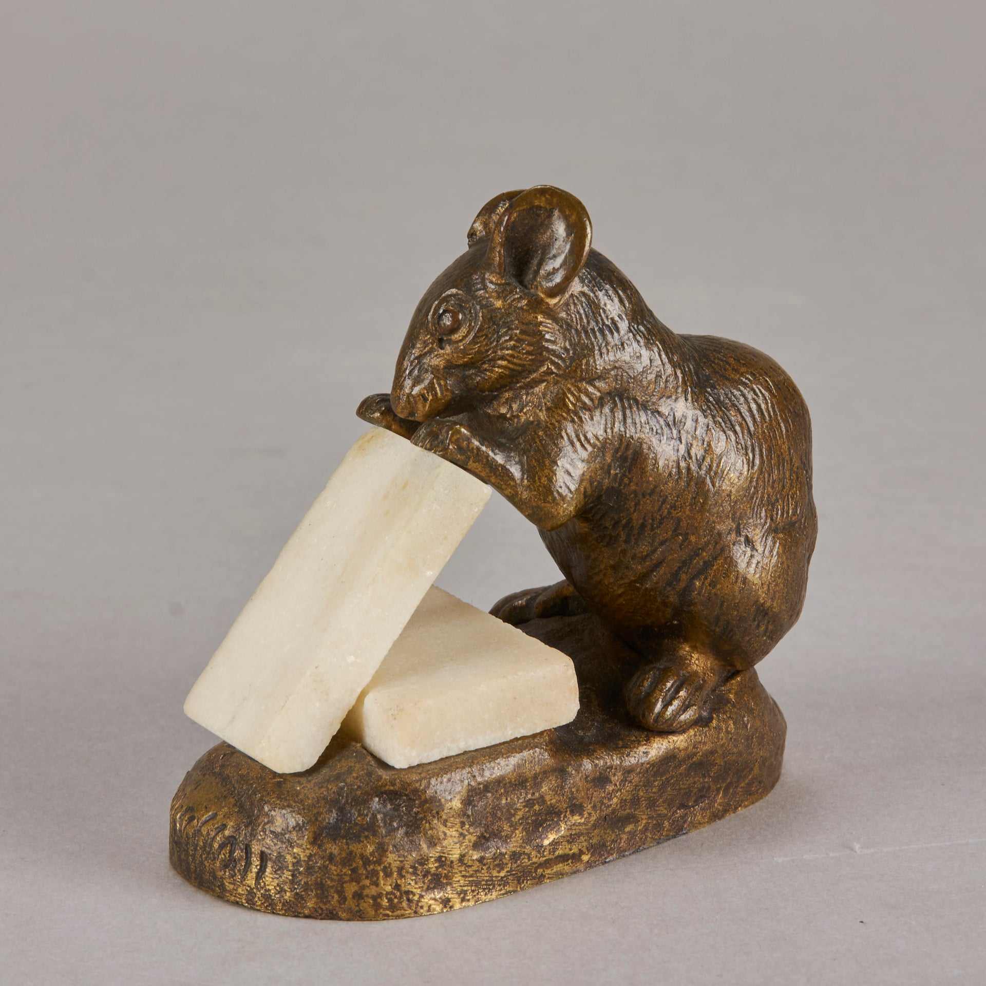 Masson bronze mouse and cheese - Animaliers - Antique Bronze - Hickmet Fine Arts