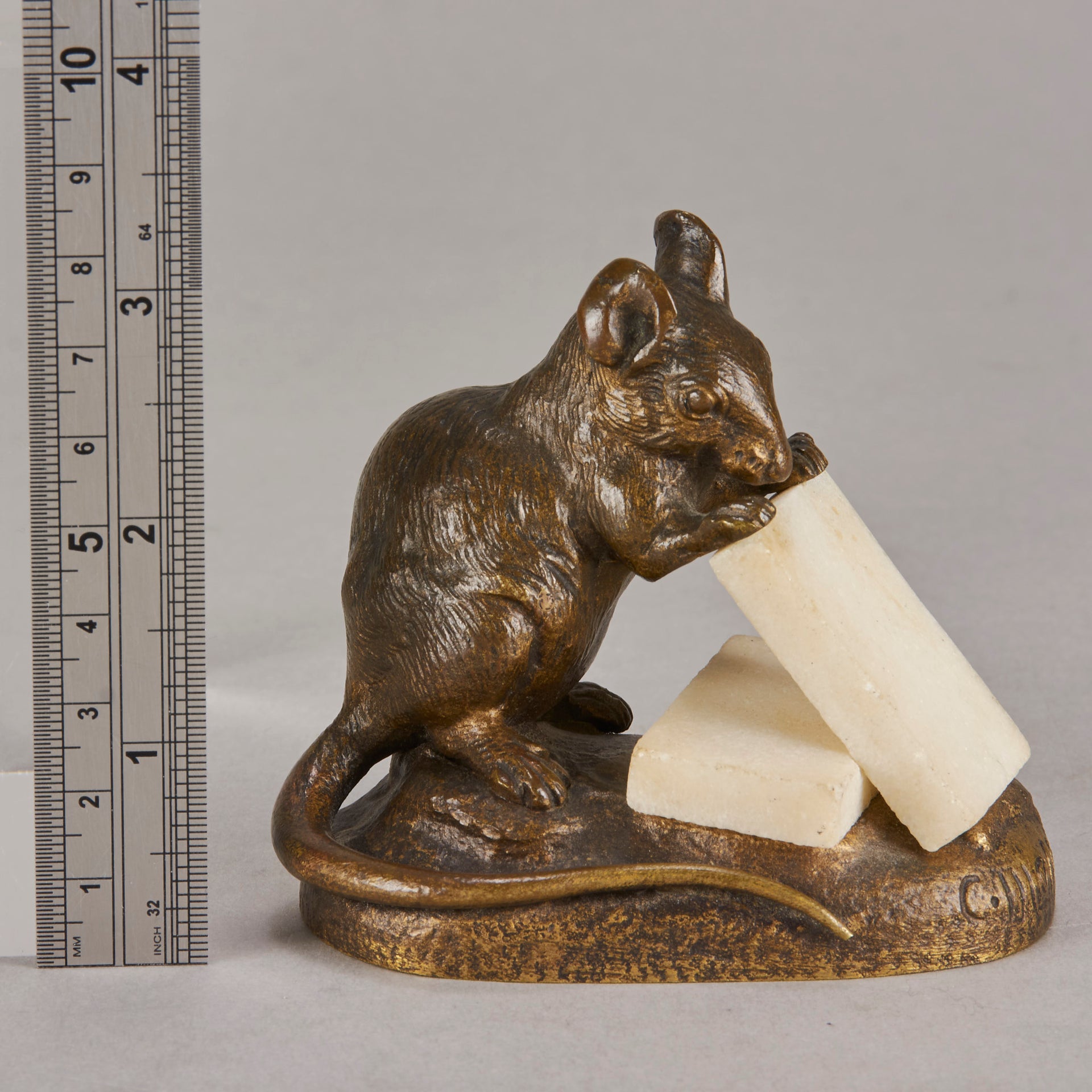Masson bronze mouse and cheese - Animaliers - Antique Bronze - Hickmet Fine Arts