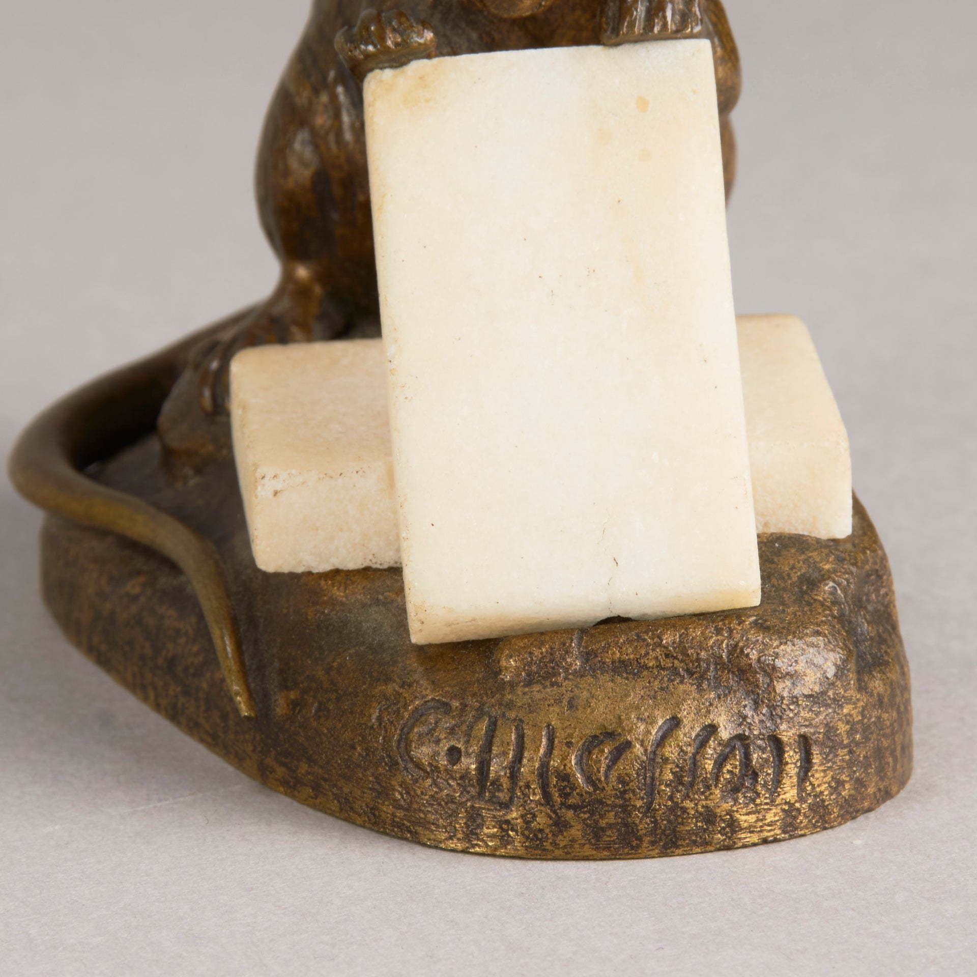 Masson bronze mouse and cheese - Animaliers - Antique Bronze - Hickmet Fine Arts