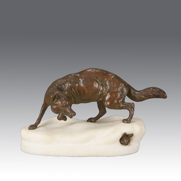 Clovis Masson Fox & Rabbit Bronze - Animalier - Hickmet Fine Arts