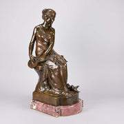 Maurice Bouval Bronze - Femma Avec Oiseaux - Hickmet Fine Arts