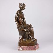 Maurice Bouval Bronze - Femma Avec Oiseaux - Hickmet Fine Arts