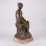 Maurice Bouval Bronze - Femma Avec Oiseaux - Hickmet Fine Arts