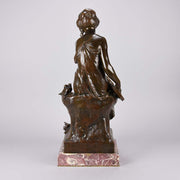 Maurice Bouval Bronze - Femma Avec Oiseaux - Hickmet Fine Arts