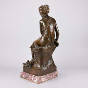 Maurice Bouval Bronze - Femma Avec Oiseaux - Hickmet Fine Arts