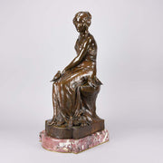 Maurice Bouval Bronze - Femma Avec Oiseaux - Hickmet Fine Arts