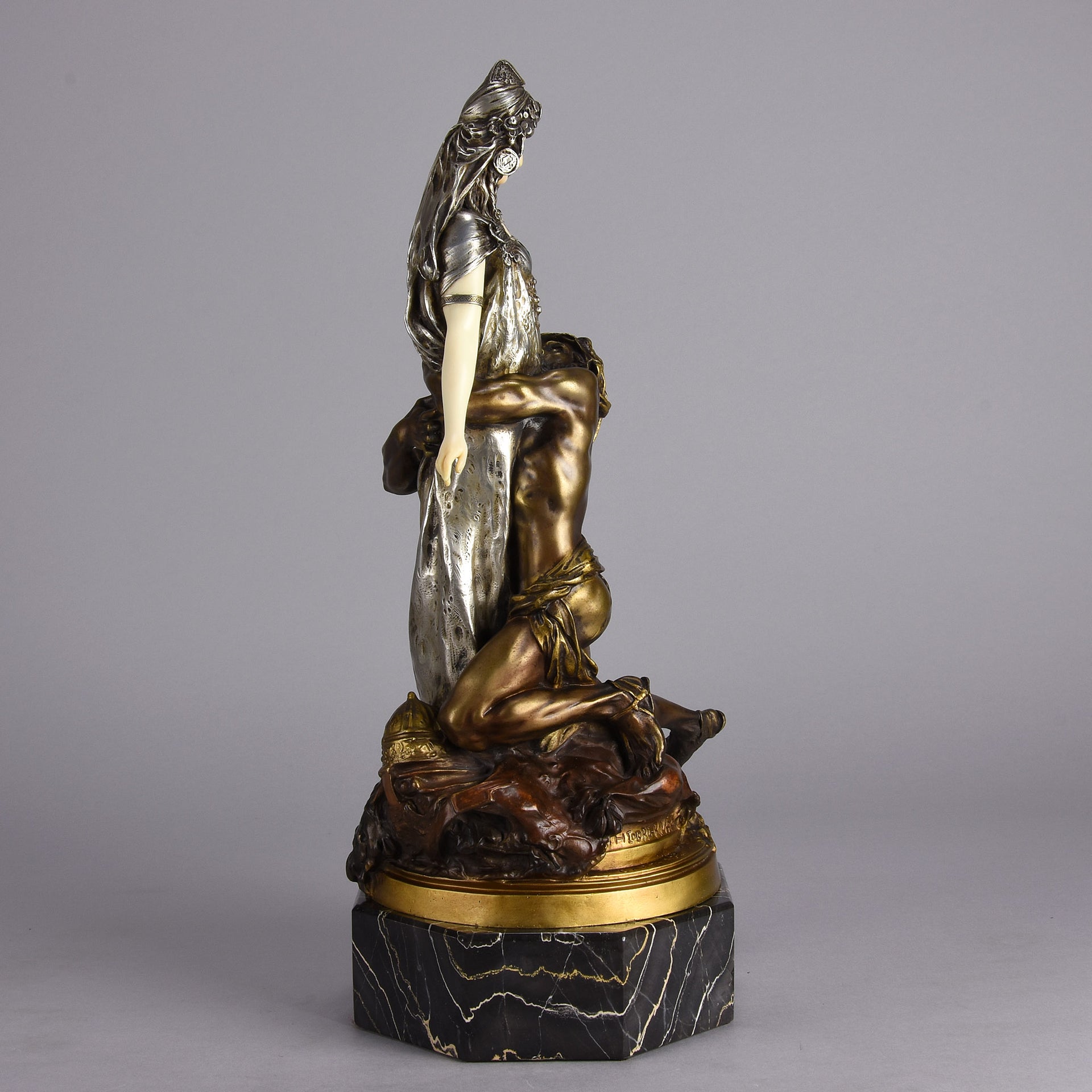 Theodore Riviere – Salammbo et Matho - Antique Bronze - Bronze statues for sale - - antique bronze figures - bronze figurines for sale - Antique bronze statues - Antique bronze sculptures for sale – Hickmet Fine Arts