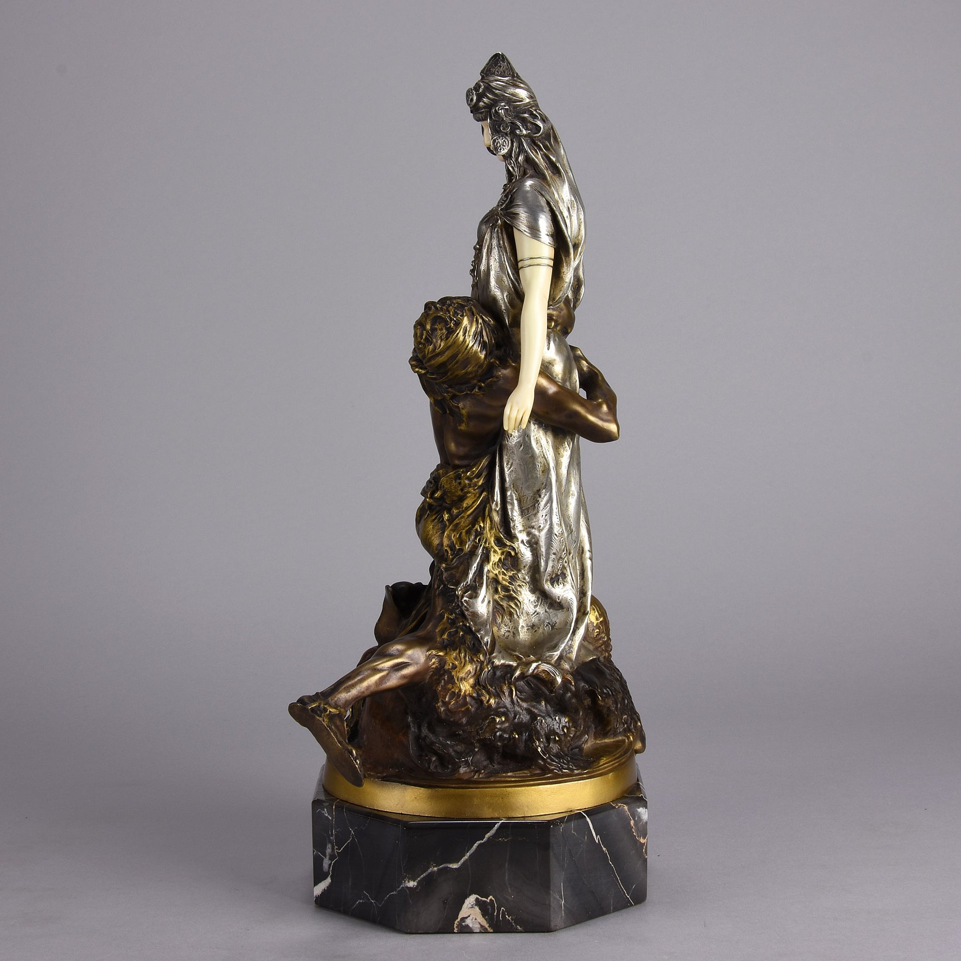 Theodore Riviere – Salammbo et Matho - Antique Bronze - Bronze statues for sale - - antique bronze figures - bronze figurines for sale - Antique bronze statues - Antique bronze sculptures for sale – Hickmet Fine Arts