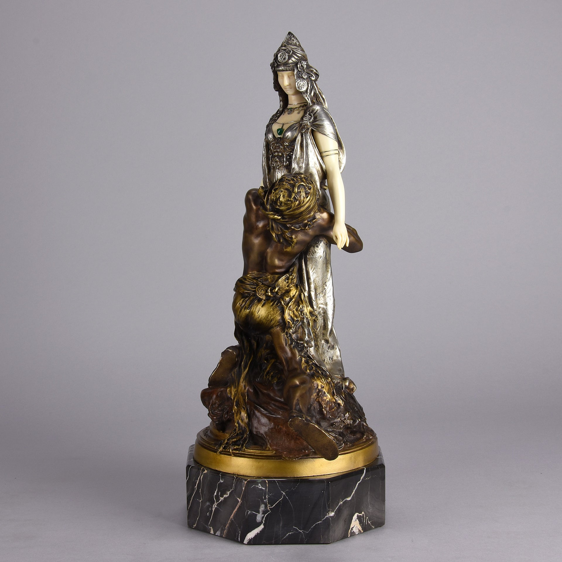 Theodore Riviere – Salammbo et Matho - Antique Bronze - Bronze statues for sale - - antique bronze figures - bronze figurines for sale - Antique bronze statues - Antique bronze sculptures for sale – Hickmet Fine Arts