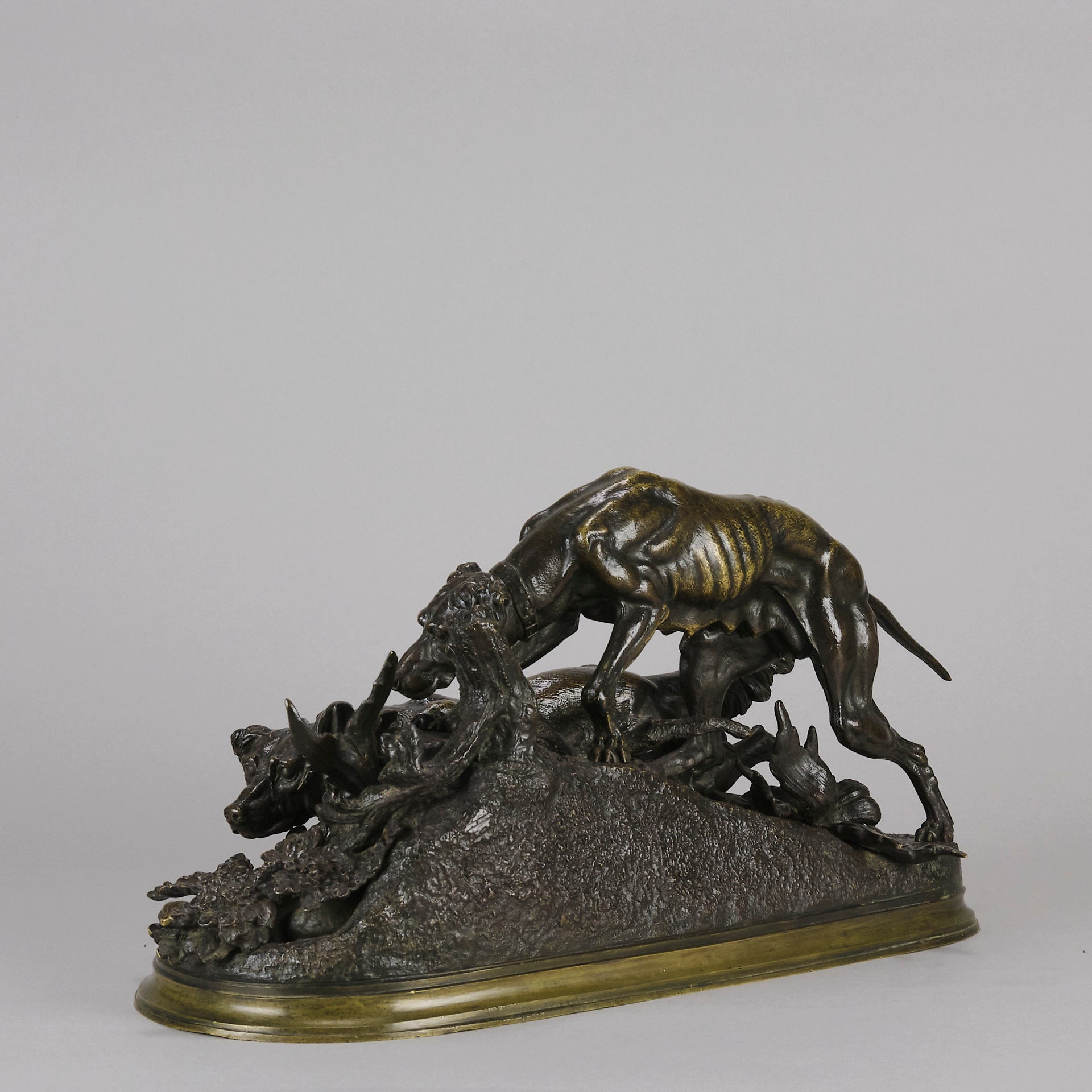 Chasse au Lapin - Jules Moigniez - Antique Bronze - Hickmet Fine Arts