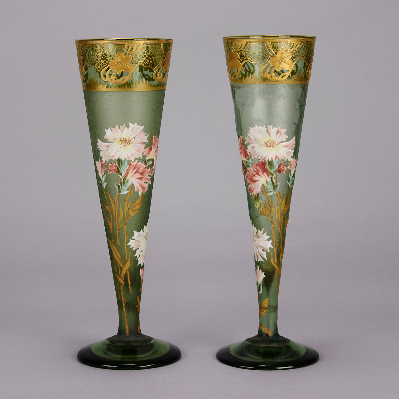 Mont Joye - Pair of enamel painted vases - Hickmet Fine Arts 