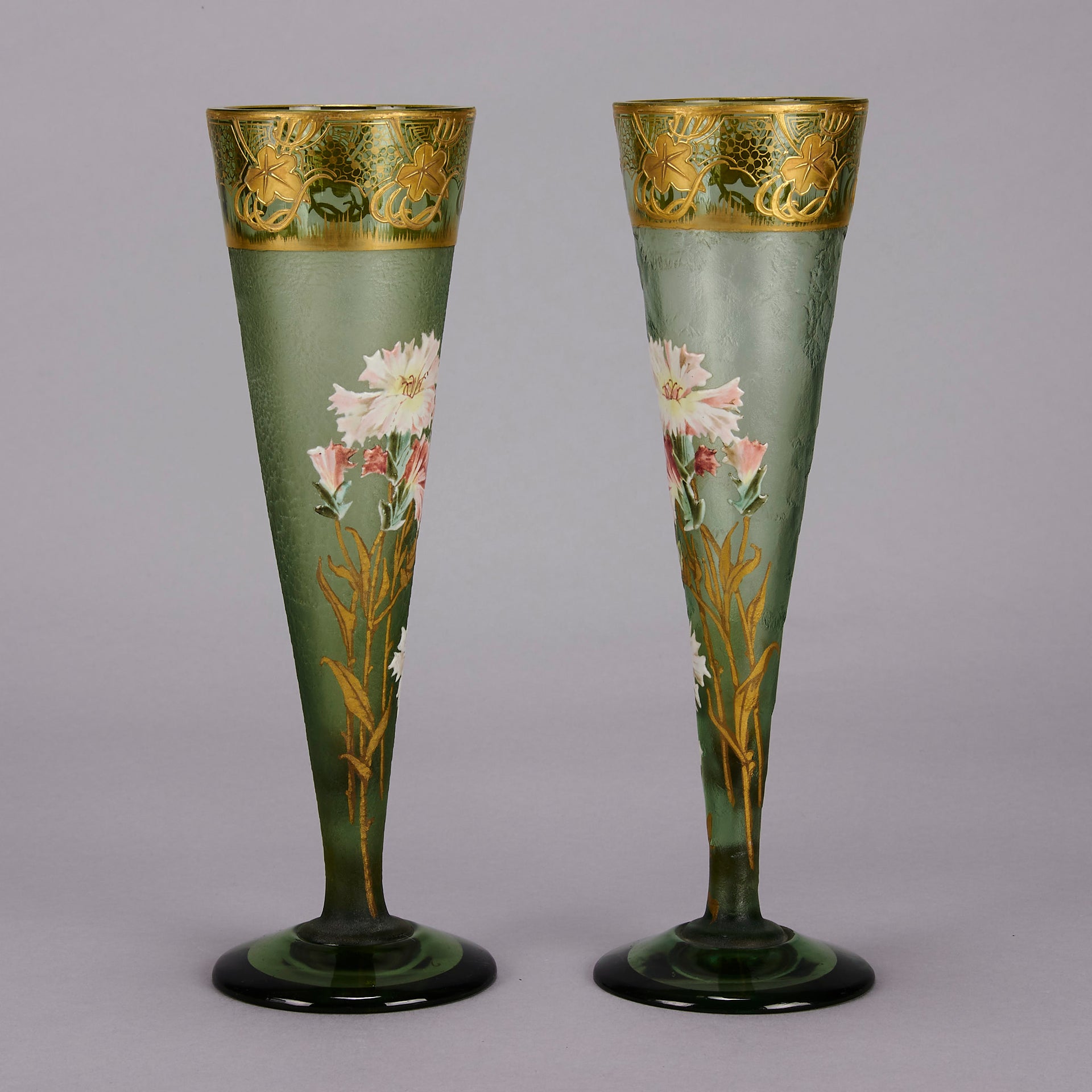 Mont Joye - Pair of enamel painted vases - Hickmet Fine Arts 