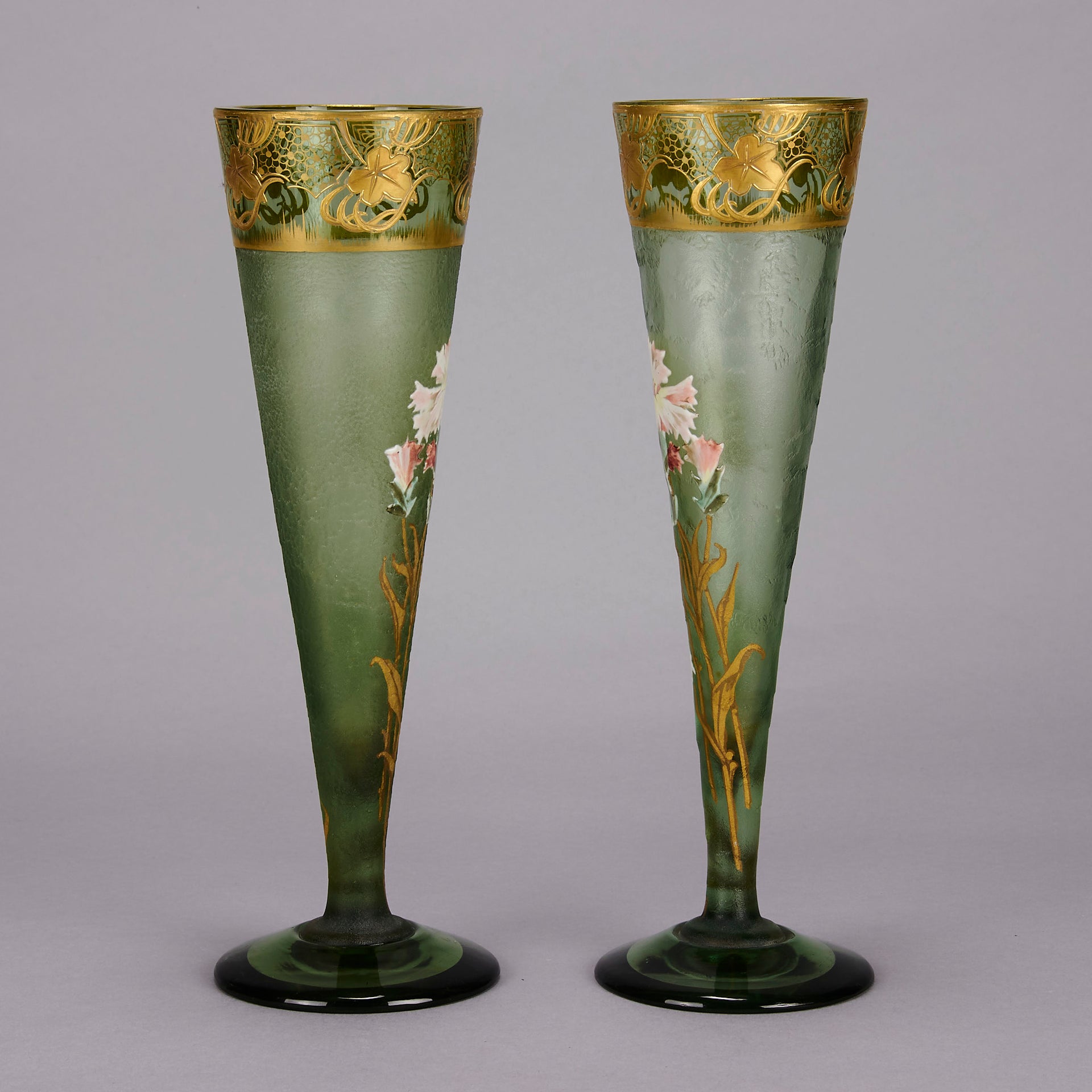 Mont Joye - Pair of enamel painted vases - Hickmet Fine Arts 
