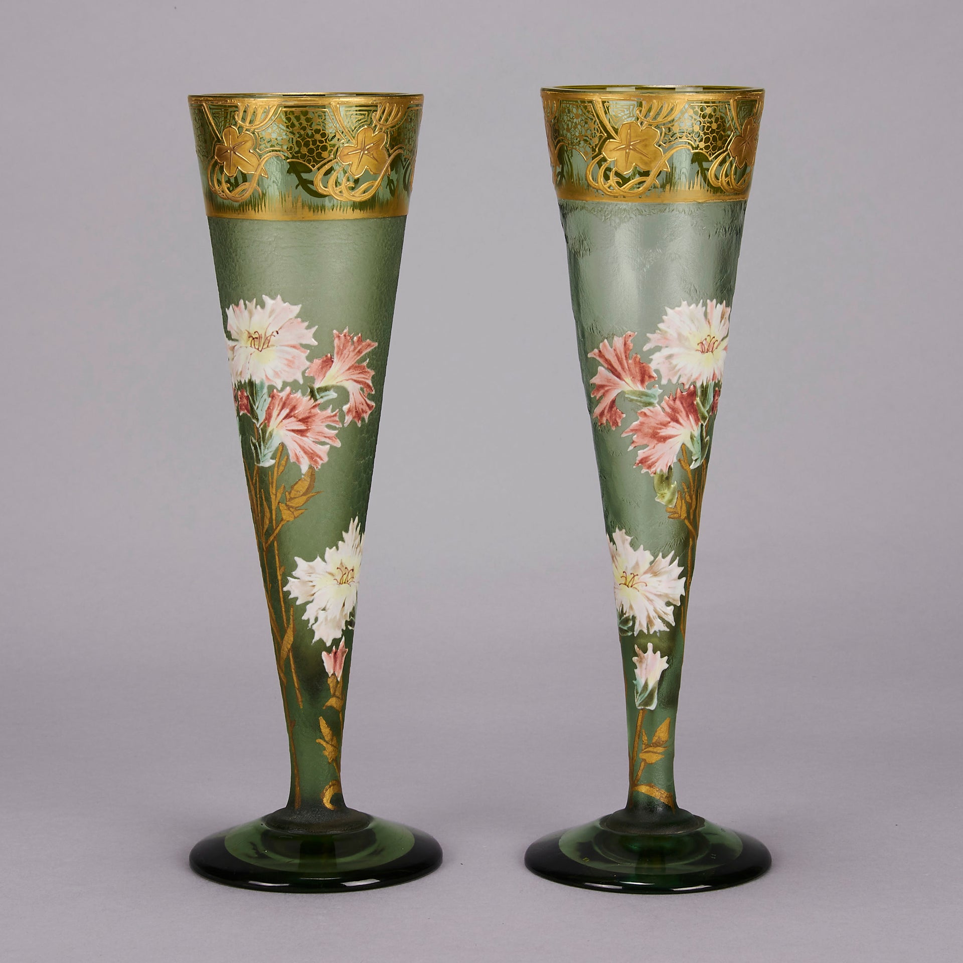 Mont Joye - Pair of enamel painted vases - Hickmet Fine Arts 