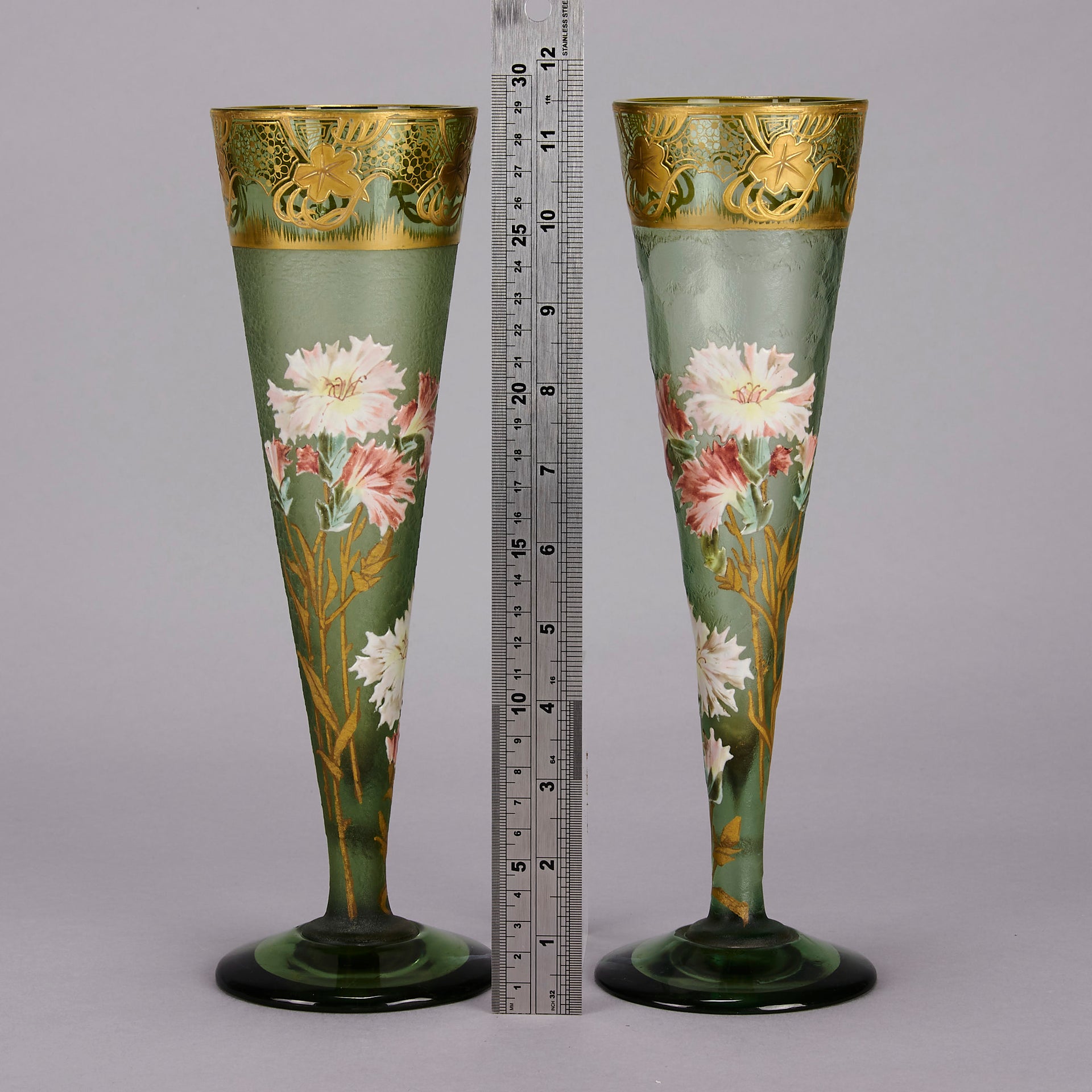 Mont Joye - Pair of enamel painted vases - Hickmet Fine Arts 