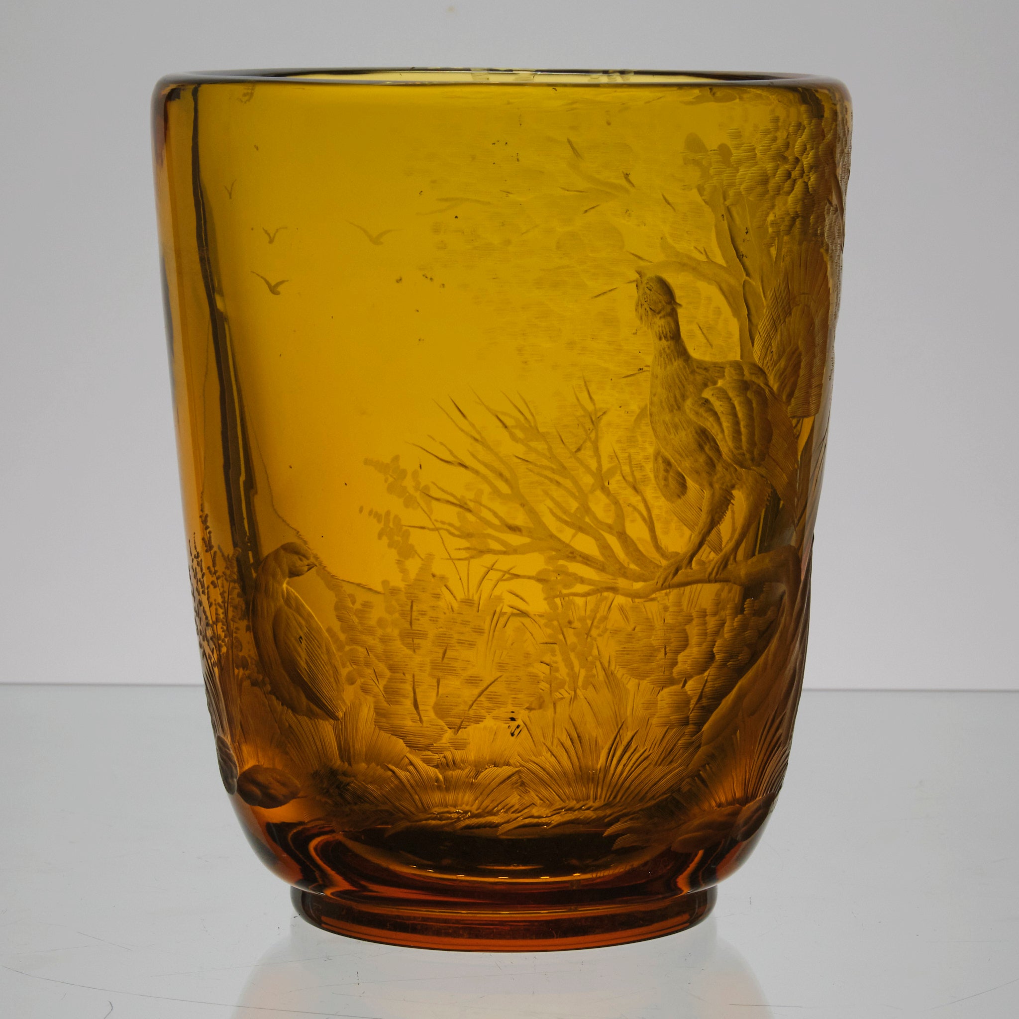 R*O様 Moser アンバーガラス器 金色装飾 Moser Glass Golden Amber Vase - 20th Century Glass - Hickmet Fine Arts