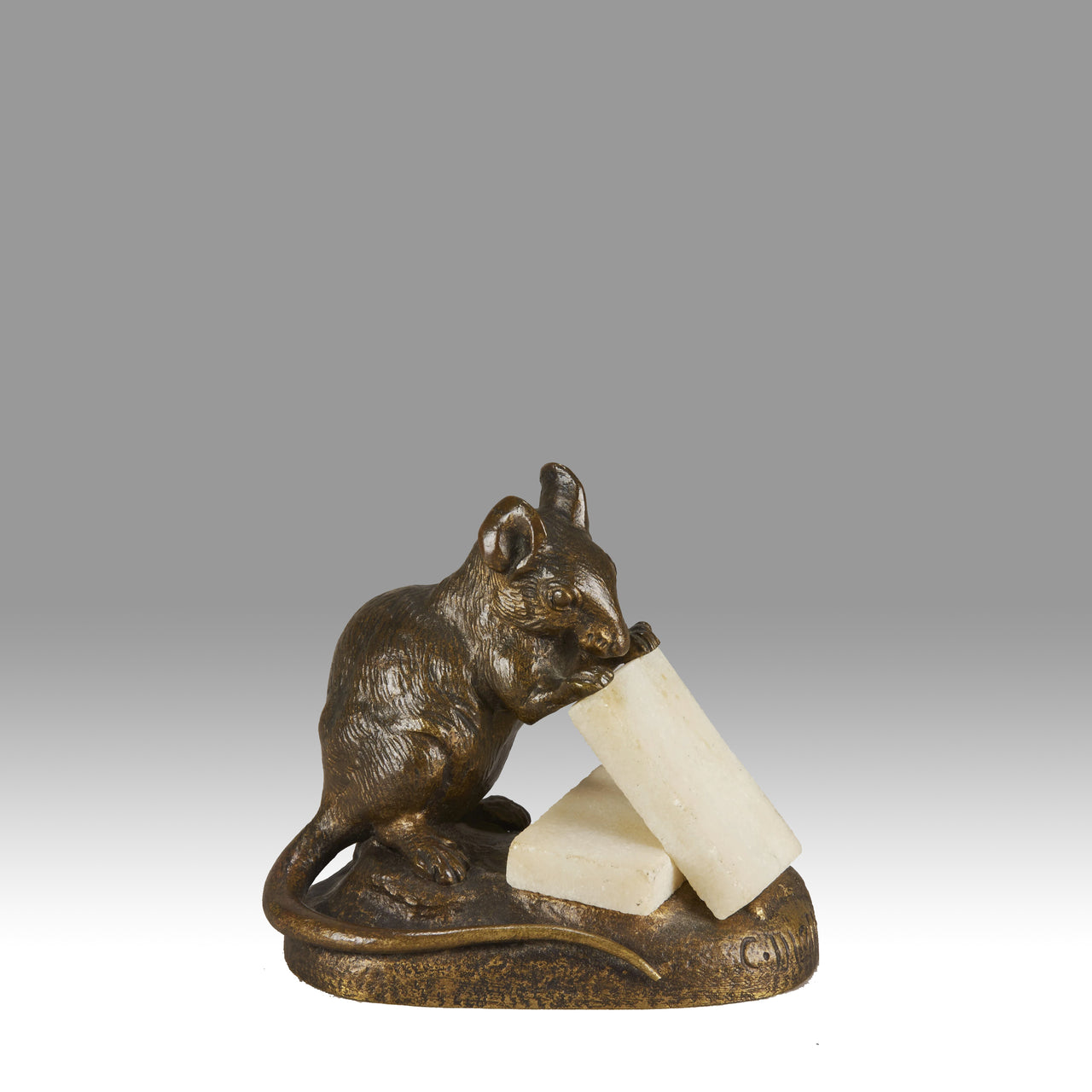 Masson bronze mouse and cheese - Animaliers - Antique Bronze - Hickmet Fine Arts