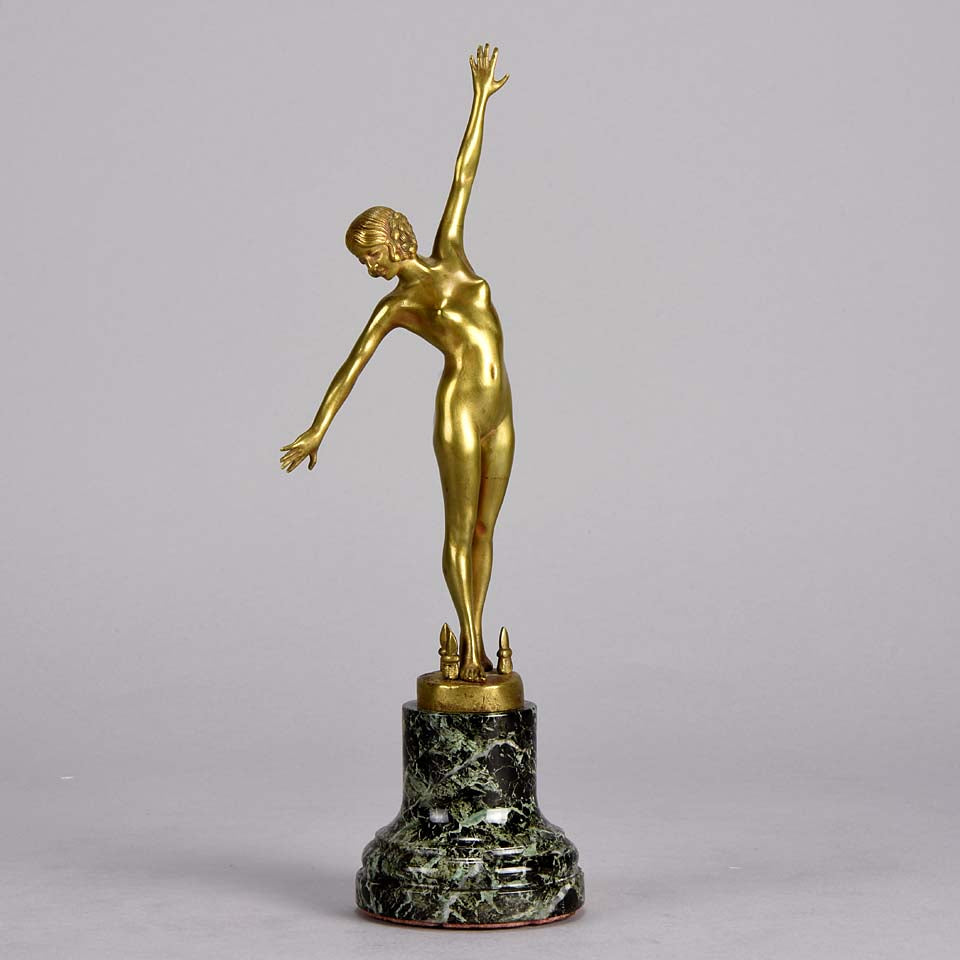 Art Deco Bronze Spear Dancer by Ouillon-Carrère 
