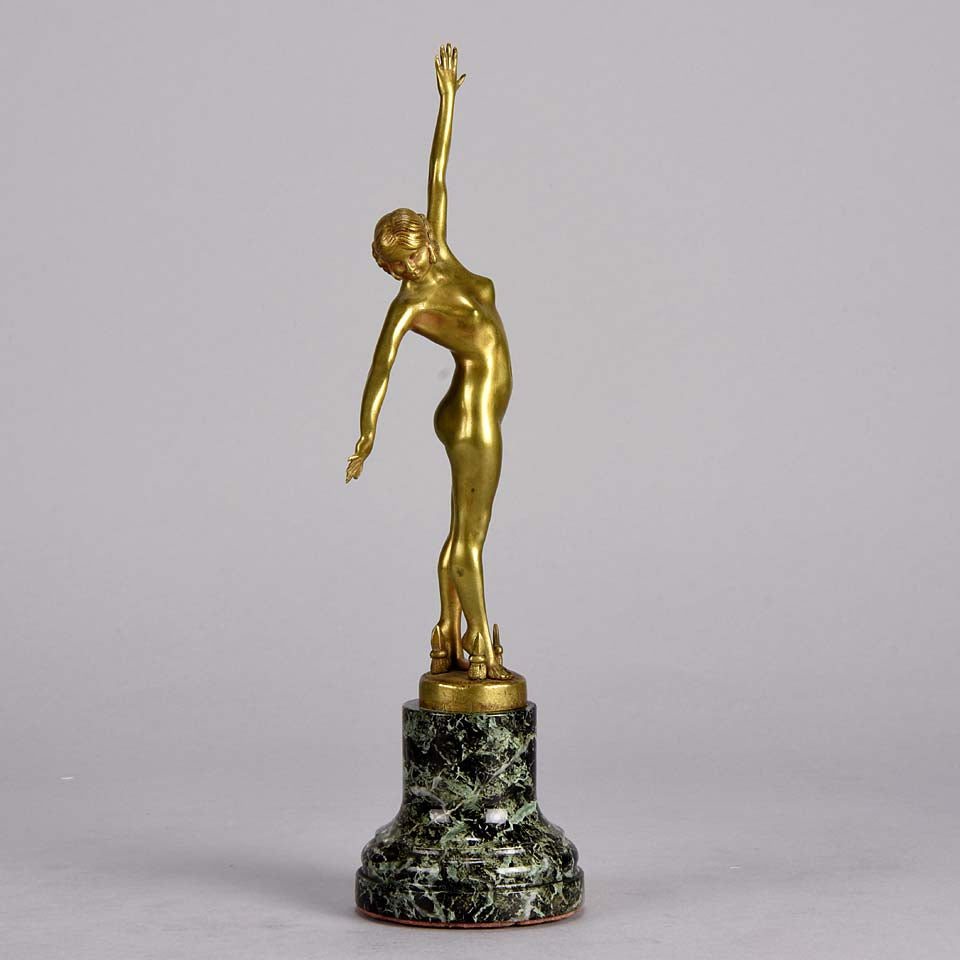 Art Deco Bronze Spear Dancer by Ouillon-Carrère 