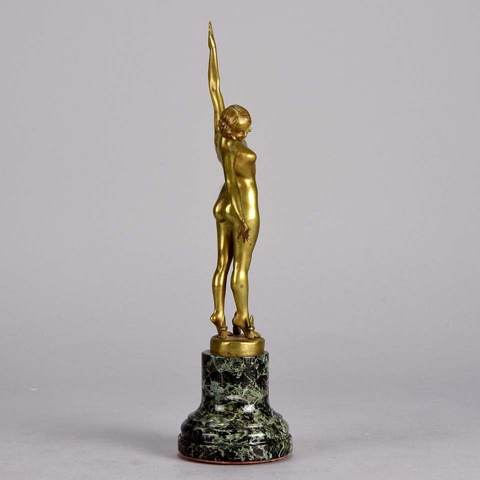 Art Deco Bronze Spear Dancer by Ouillon-Carrère 