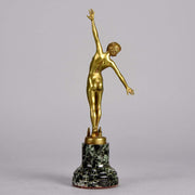 Art Deco Bronze Spear Dancer by Ouillon-Carrère 