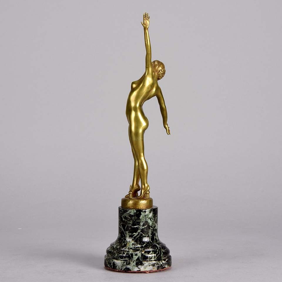 Art Deco Bronze Spear Dancer by Ouillon-Carrère 