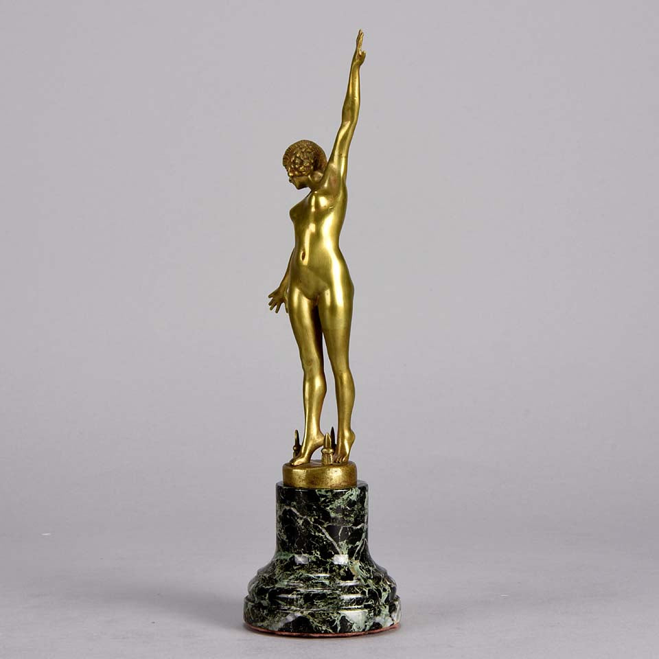 Art Deco Bronze Spear Dancer by Ouillon-Carrère 