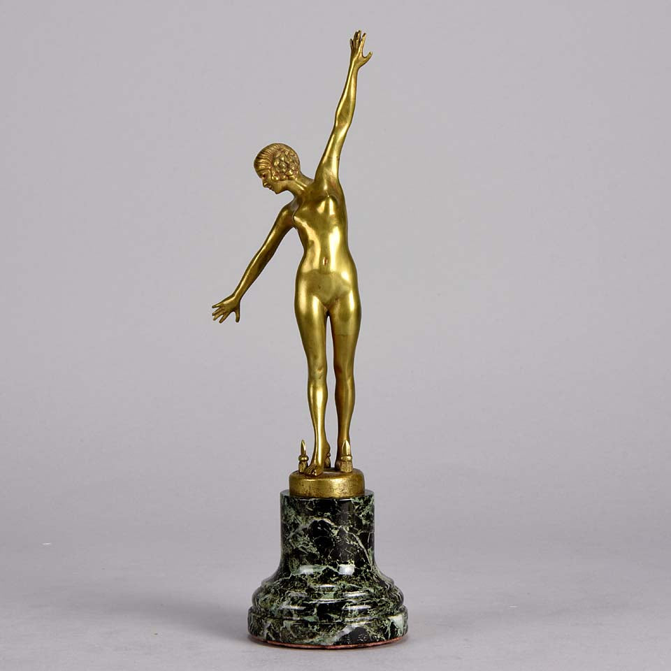 Art Deco Bronze Spear Dancer by Ouillon-Carrère 