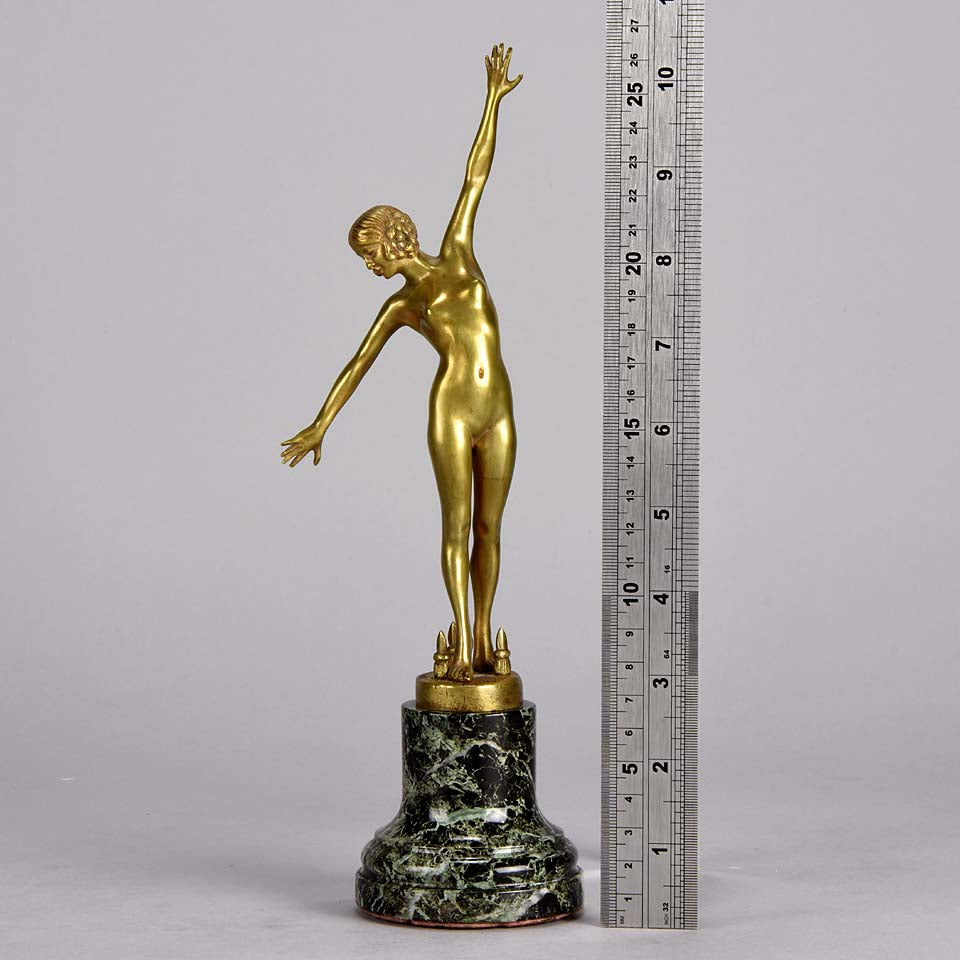 Art Deco Bronze Spear Dancer by Ouillon-Carrère 