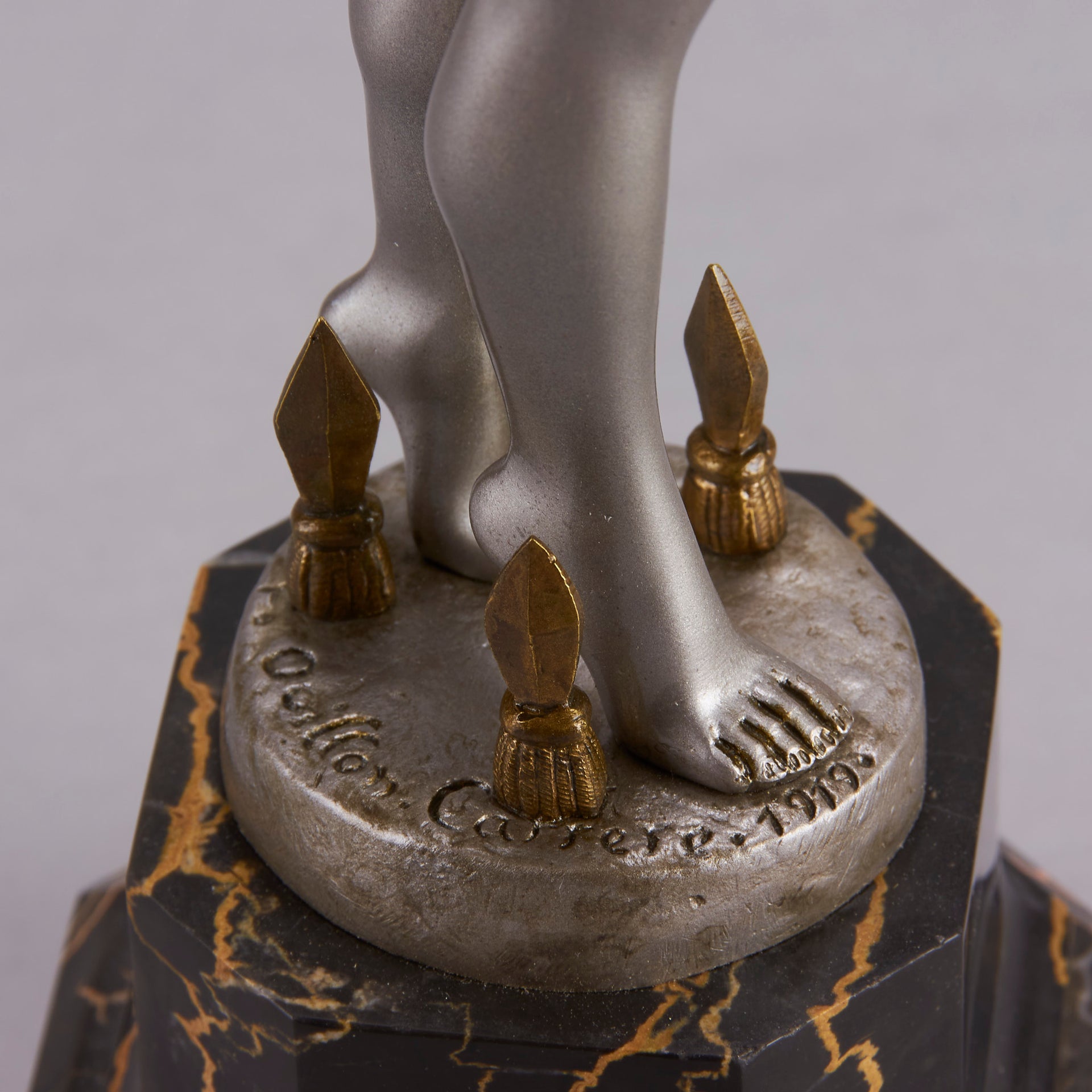 Art Deco Spear Dancer by Fernand Ouillon-Carrere - Art Deco sculptures for sale - Deco Bronze - Hickmet Fine Arts