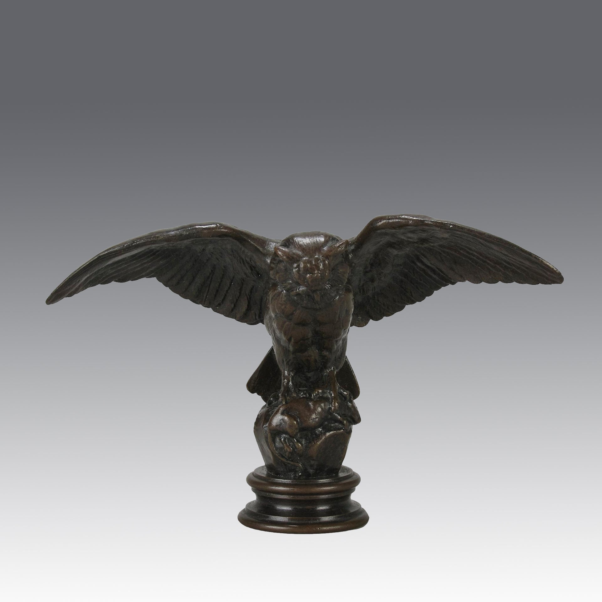 Hibou by Antoine Louis Barye - Antique Bronze Statue of an owl - Hickmet Fine Arts 