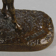 Cheval Arabe - Ibrahim No.3 Antique Bronze statue of 'Ibrahim' an Arab Stallion by Pierre-Jules Mêne standing with wonderful rich brown colour lightly rubbed to a golden hue hand finished with intricate surface detail standing on a naturalistic rectangular base