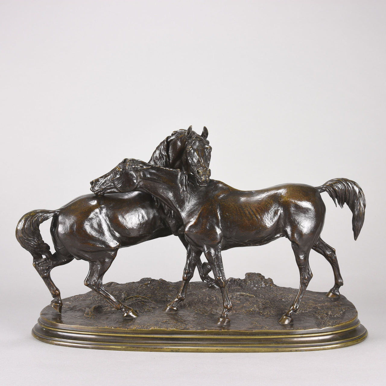 Mene Bronze Horses - L'Accolade Bronze  - Antique Bronze - Animaliers - Hickmet Fine Arts