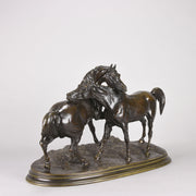 Mene Bronze Horses - L'Accolade Bronze  - Antique Bronze - Animaliers - Hickmet Fine Arts