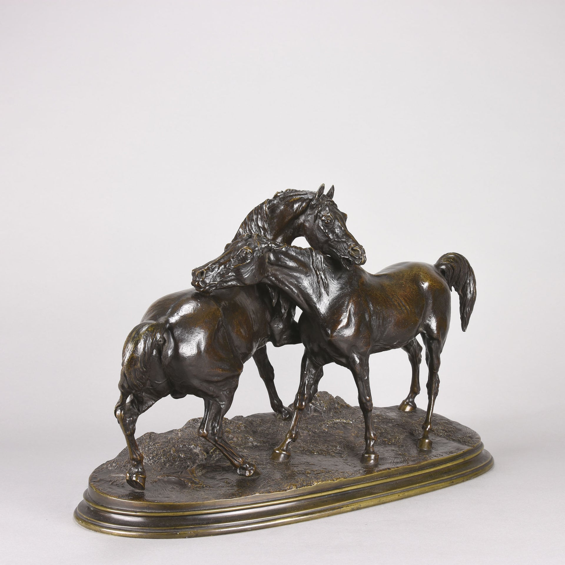 Mene Bronze Horses - L'Accolade Bronze  - Antique Bronze - Animaliers - Hickmet Fine Arts