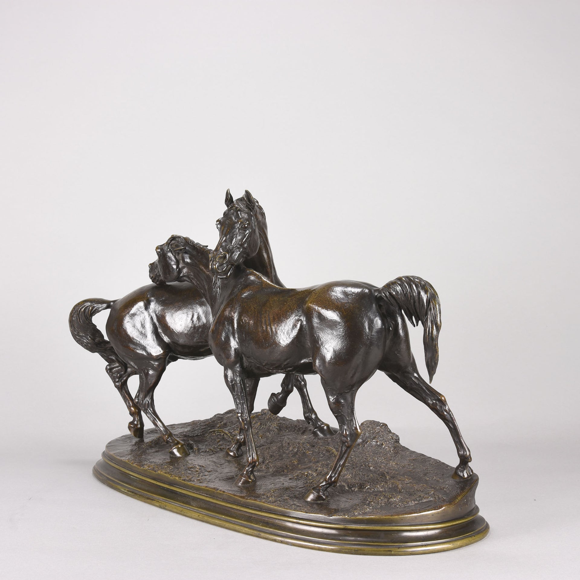 Mene Bronze Horses - L'Accolade Bronze  - Antique Bronze - Animaliers - Hickmet Fine Arts