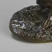 Lapin au Repos Antique bronze statue of a seated rabbit with excellent hand chased surface detail and very fine rich dark brown and golden patina. Raised on naturalistic base 