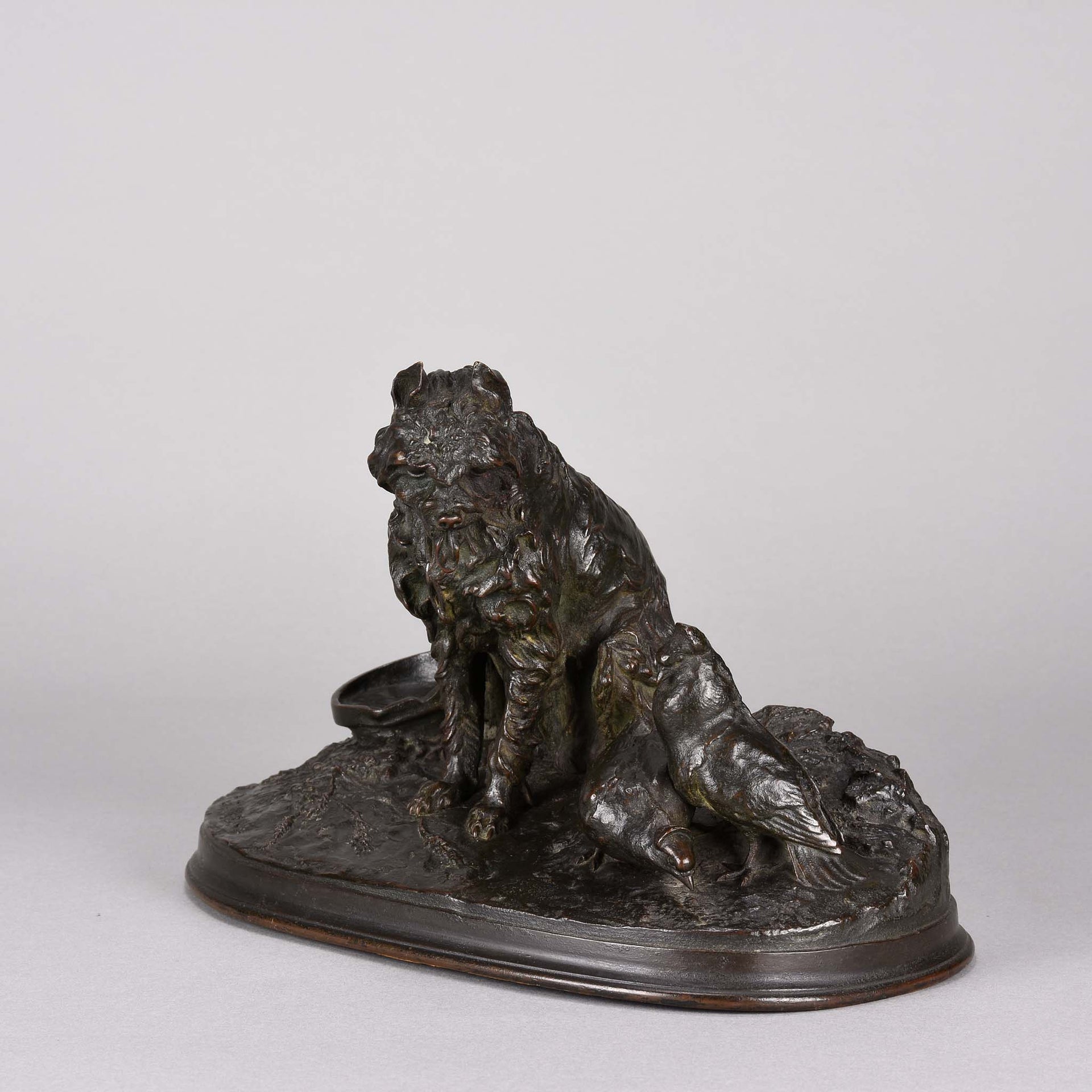 Chien et Pigeon -Pierre Jules Mene Bronze - Hickmet Fine Arts