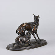 Animalier Mene Bronze - Greyhound and King Charles - Hickmet Fine Arts