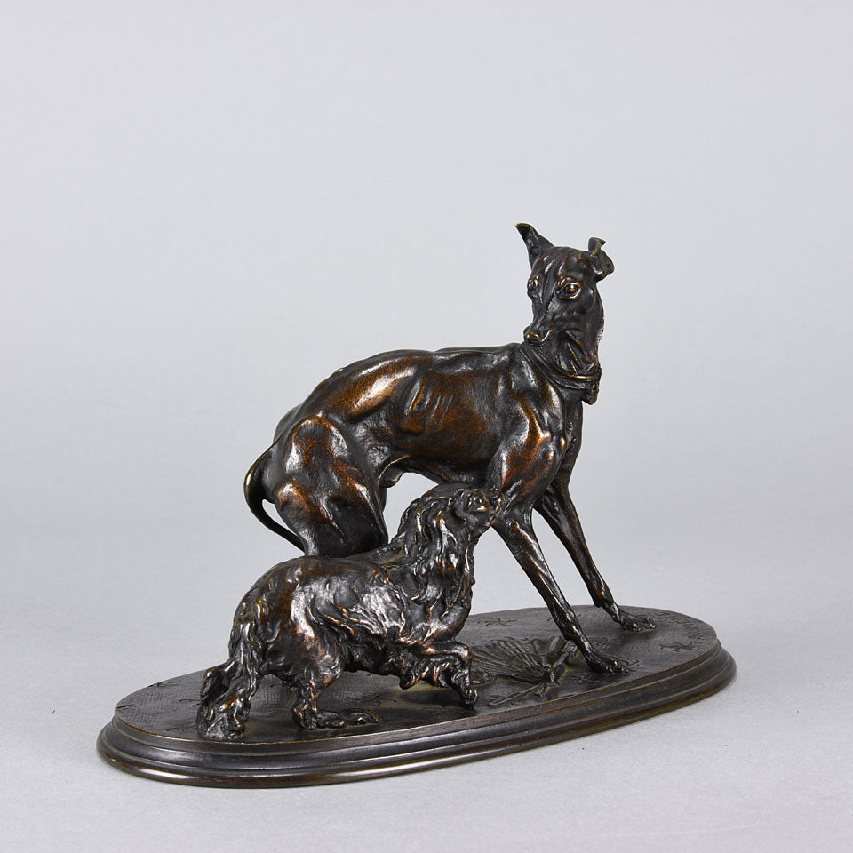 Animalier Mene Bronze - Greyhound and King Charles - Hickmet Fine Arts