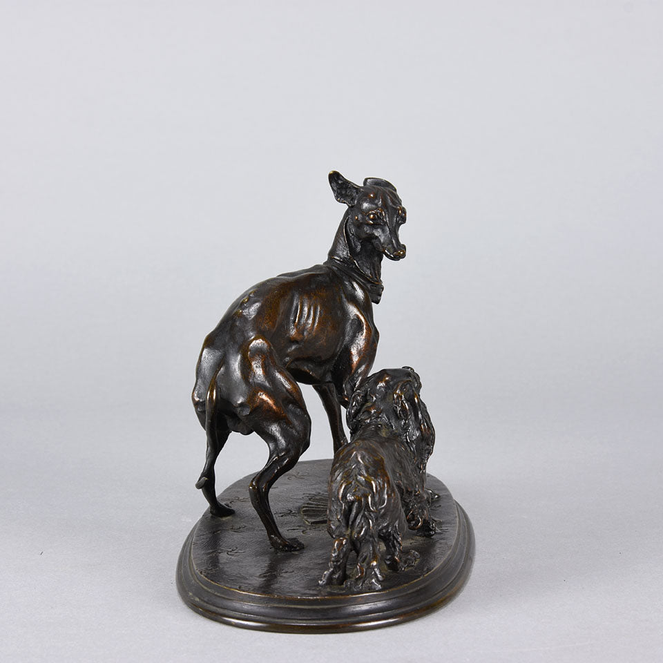 Animalier Mene Bronze - Greyhound and King Charles - Hickmet Fine Arts