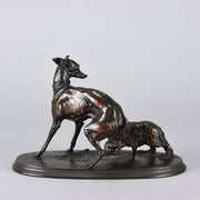 Animalier Mene Bronze - Greyhound and King Charles - Hickmet Fine Arts