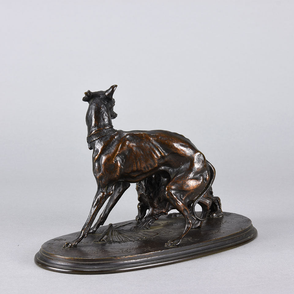 Animalier Mene Bronze - Greyhound and King Charles - Hickmet Fine Arts