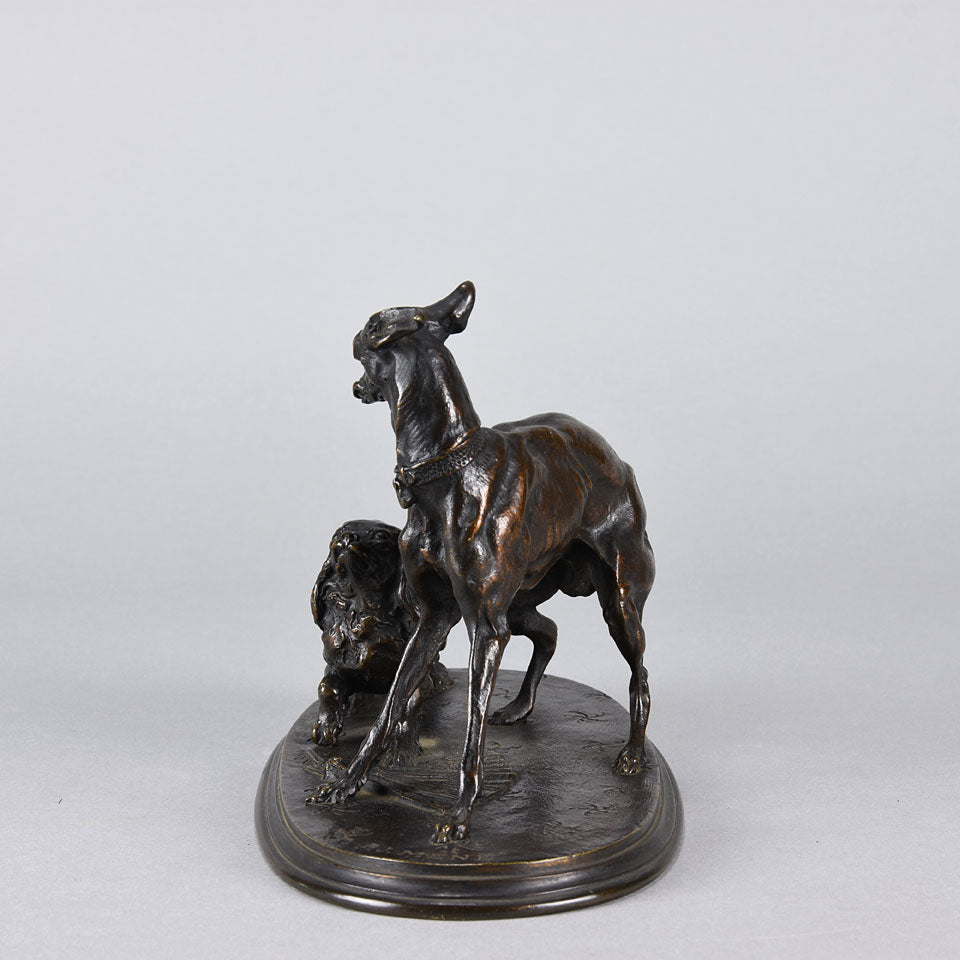 Animalier Mene Bronze - Greyhound and King Charles - Hickmet Fine Arts