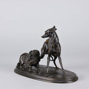 Animalier Mene Bronze - Greyhound and King Charles - Hickmet Fine Arts