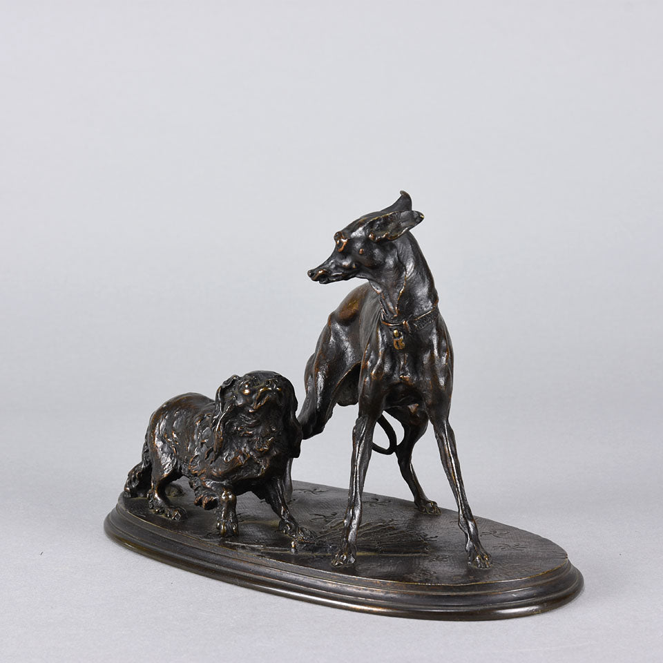 Animalier Mene Bronze - Greyhound and King Charles - Hickmet Fine Arts